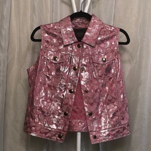 Metallic silver pink coach print vest new with tags!